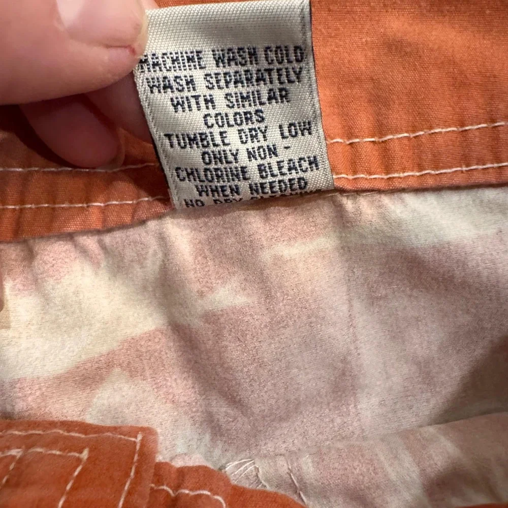 American Eagle Mens Orange‎ Tropical Palm Surfboard Board Swim Shorts Size 34